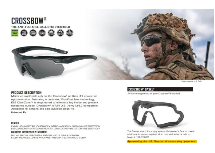 Балістичні окуляри ESS CROSSBOW BLACK 2X W/CLEAR & W/SMOKE GRAY