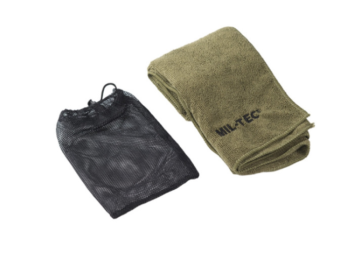 Рушник тактичний MIL-TEC дорожній з чохлом мікрофібра олива