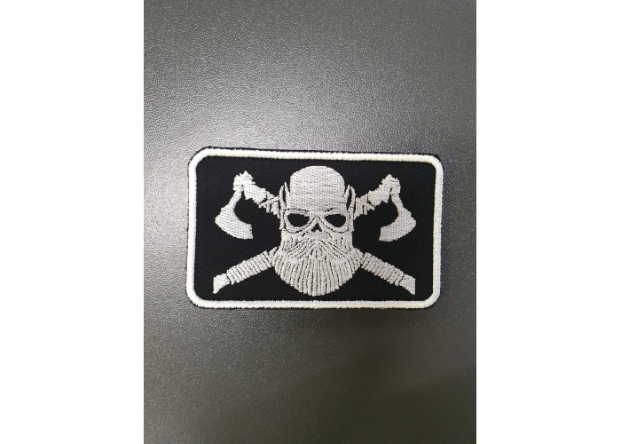 Нашивка, патч, шеврон - "Череп вікінга з топорами"