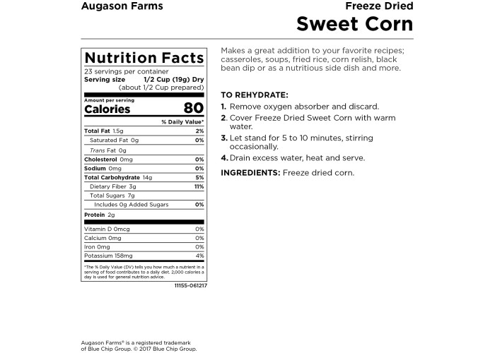 Запас сублімованої солодкої кукурудзи Augason Farms