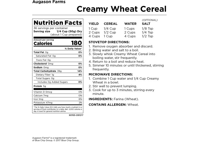 Запас кремової вівсянки Augason Farms