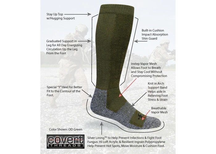 Рейдові шкарпетки антибактеріальні Covert Threads Rock Infiltrator