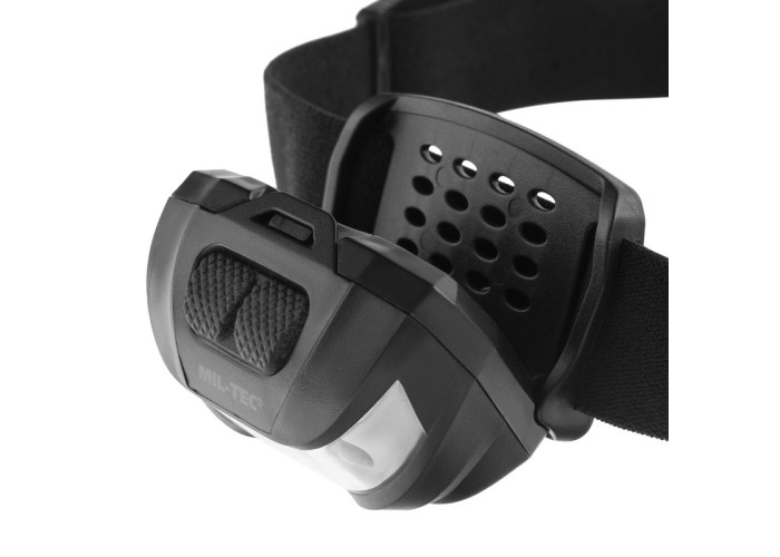 Налобний тактичний ліхтарик MIL-TEC CREE XPE з червоним та білим світлом