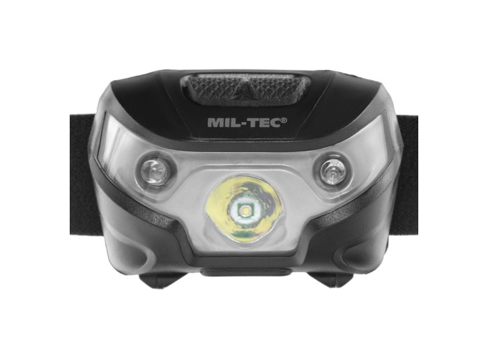 Налобний тактичний ліхтарик MIL-TEC CREE XPE з червоним та білим світлом