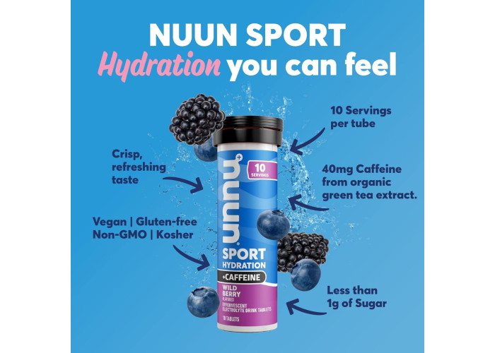 Концентрат електролітів NUUN Wild Berry з кофеїном 10 таблеток