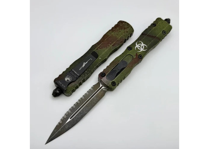 Ніж Microtech Dirac Delta D/E Full Serrated Outbreak Deep Engraved Signature Series