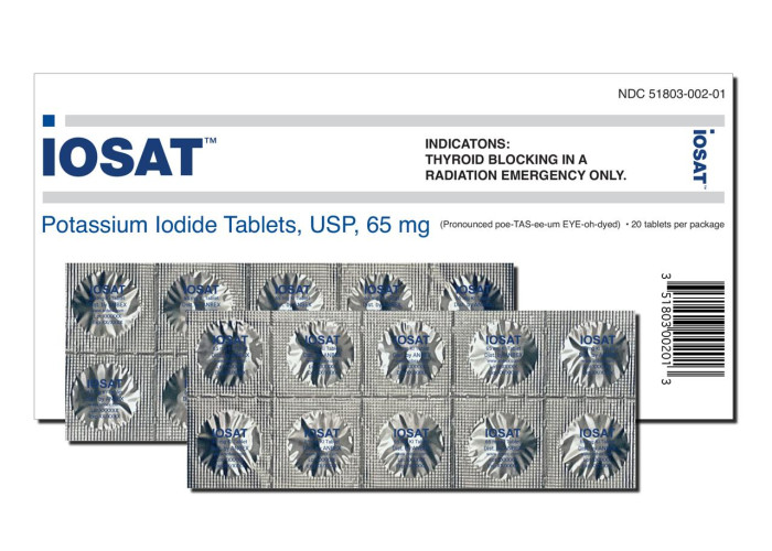 iOSAT таблетки йодиду калію 65 мг для дітей, США